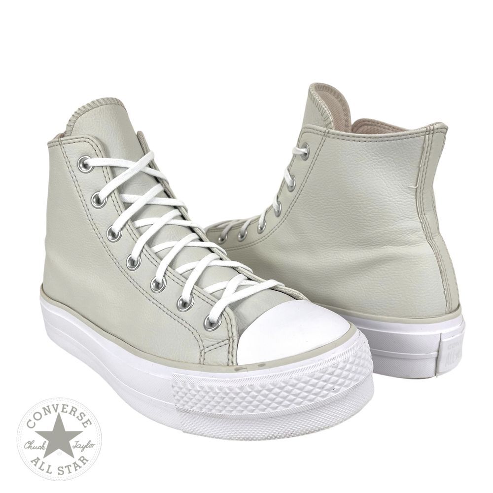 Converse Women‎ 10 Light Gray Chuck Taylor All Star Lift High-Top Platform Shoes